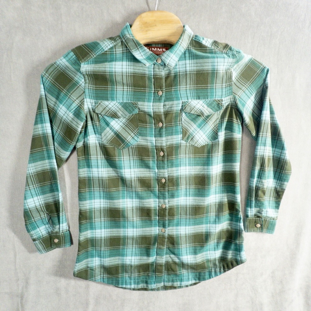 Simms Fishing Flannel Button Up Shirt Womens Medium Western Outdoors Gorpcore